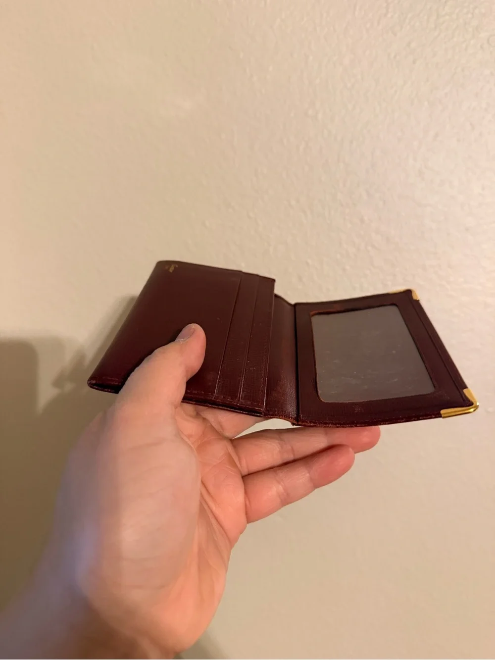 Vintage Must de Cartier Burgundy Leather Card and ID Holder
